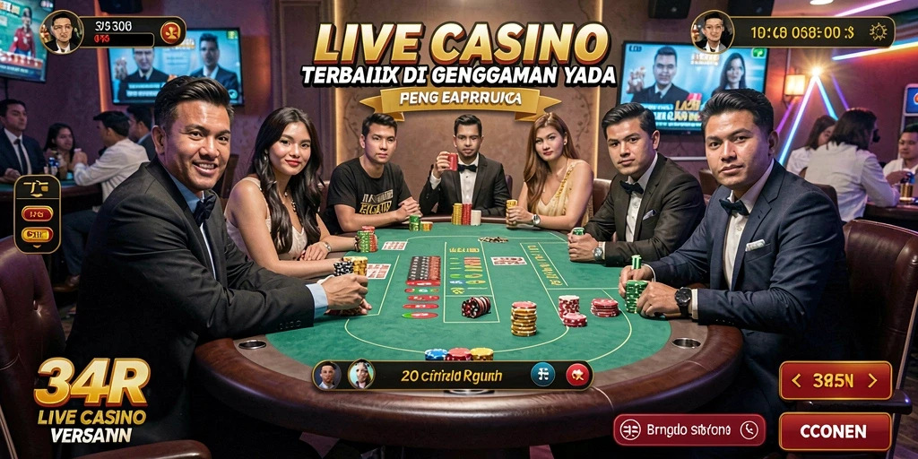 Tampilan gameplay Live Casino yang menegangkan dan mengasyikkan di 34R.