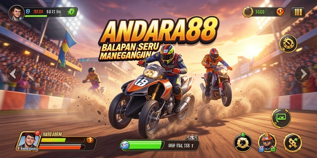 Tangkapan layar gameplay seru dari ANDARA88 menunjukkan aksi balapan mendebarkan.