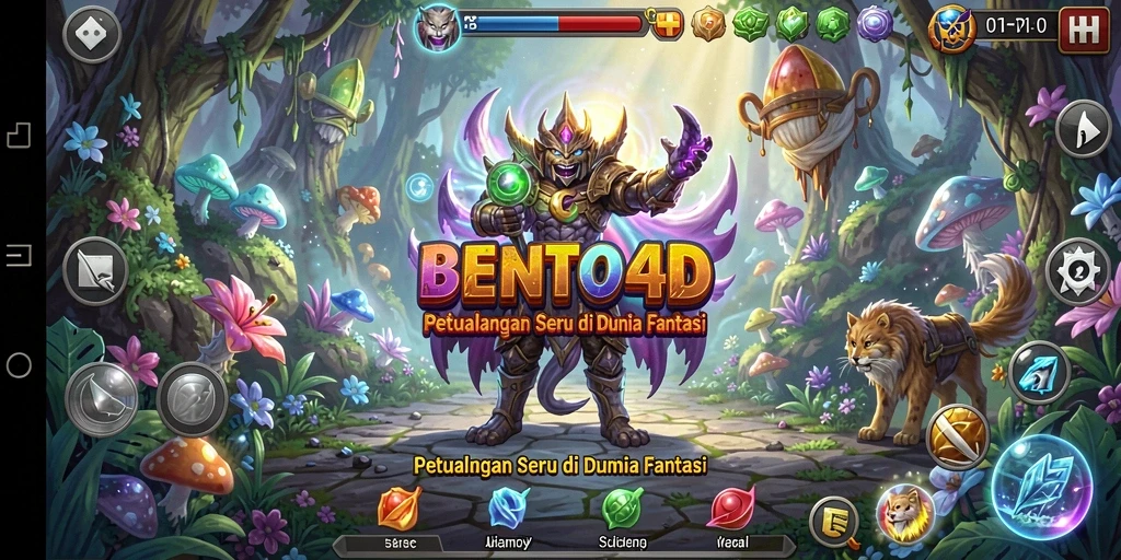Screenshot gameplay BENTO4D menunjukkan karakter beraksi di dunia petualangan yang menakjubkan.