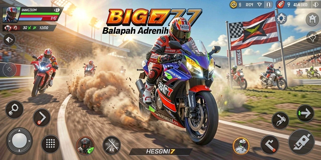 Tampilan gameplay balapan motor seru dan mendebarkan.