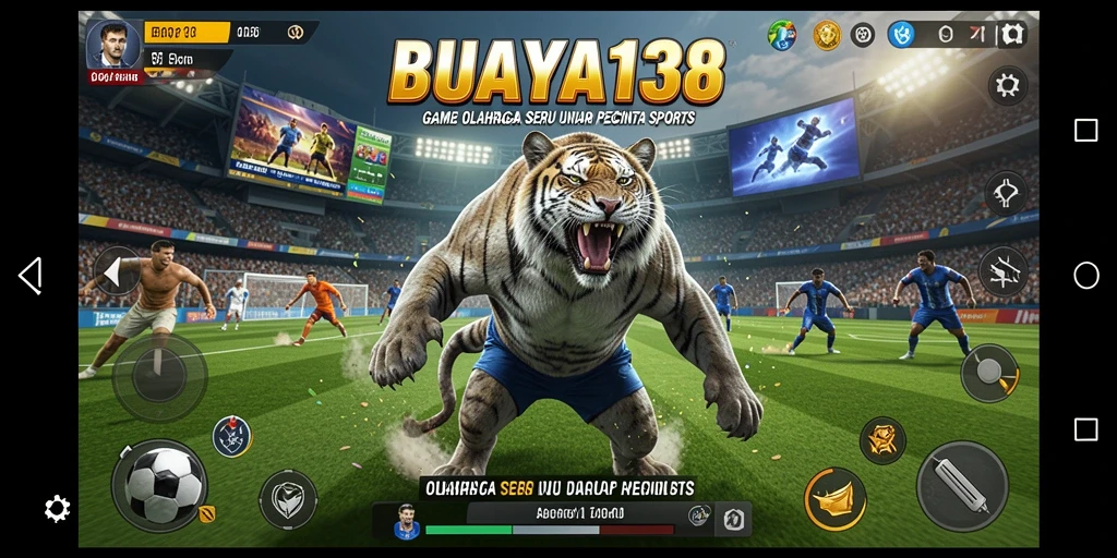 Tampilan screenshot menunjukkan aksi seru dalam permainan olahraga BUAYA138.