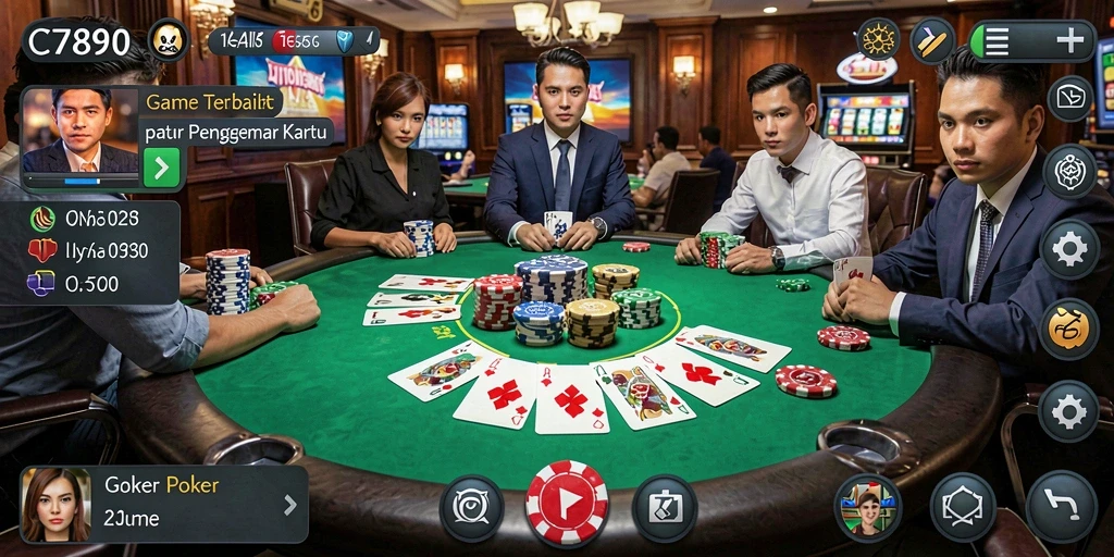 Screenshot utama C7890 menampilkan gameplay Poker yang dinamis dan menarik.