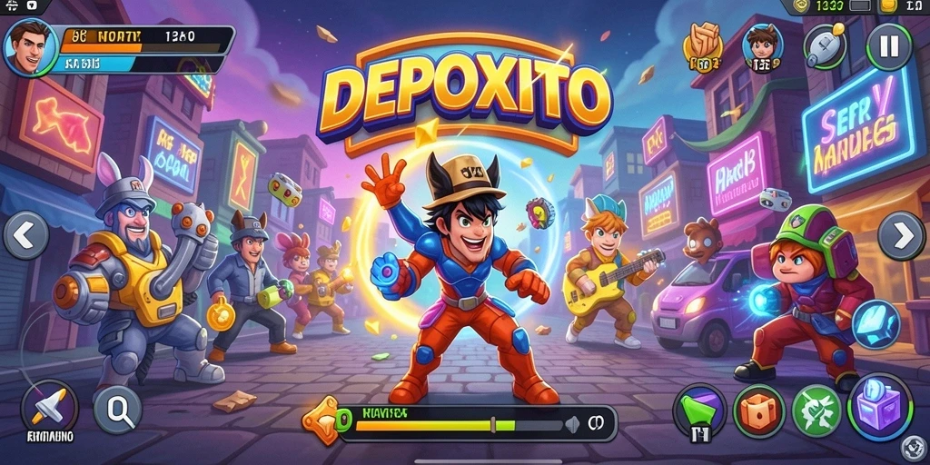 Screenshot DEPOXITO menampilkan gameplay arcade yang mendebarkan.