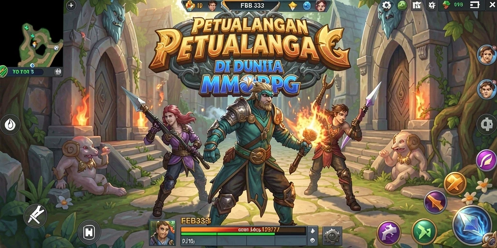 Tangkapan layar FB333 menampilkan pertarungan epik dalam suasana MMORPG.