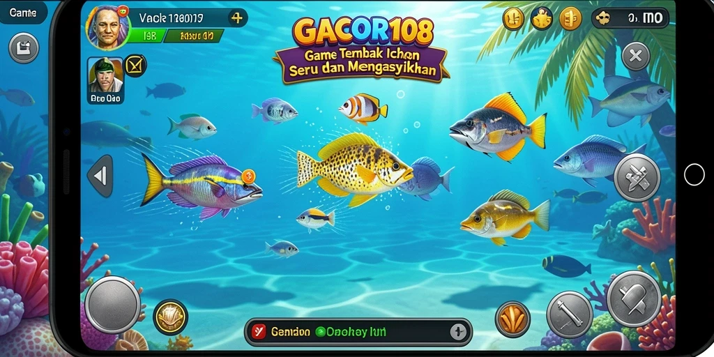 Tampilan gameplay seru dari GACOR108 saat menembak ikan.