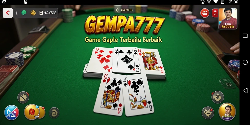Screenshot utama GEMPA777 menampilkan suasana permainan Gaple yang seru.