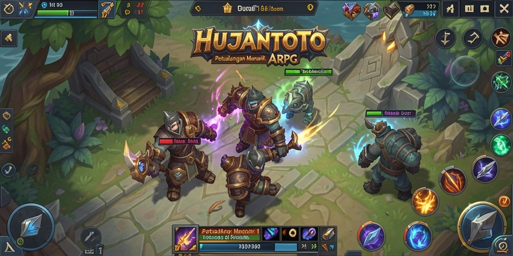 Tampilan gameplay menakjubkan dari HUJANTOTO dengan pertarungan seru.