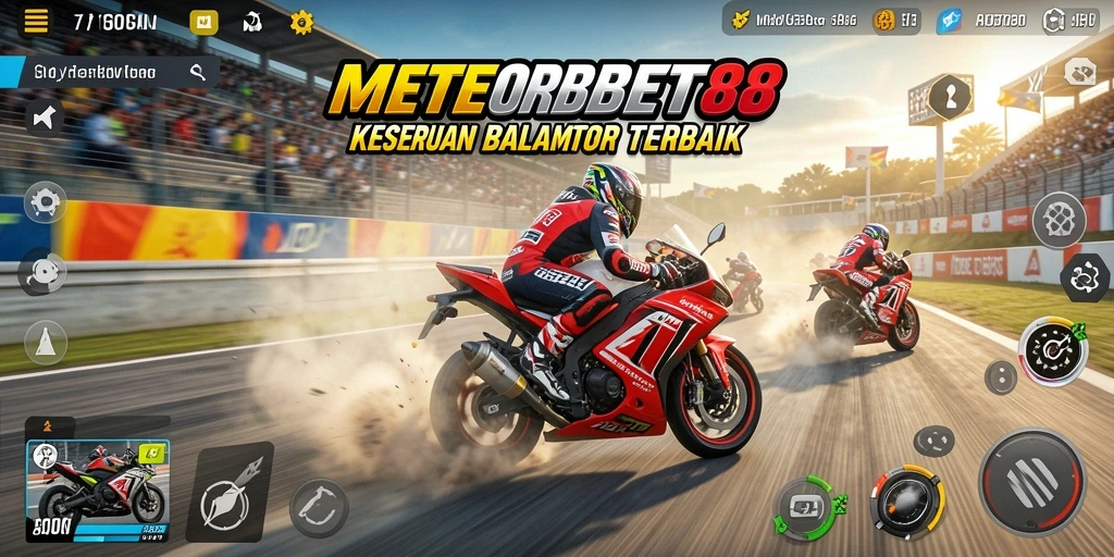 Tampilan mendebarkan dari gameplay balapan motor di METEORBET88.