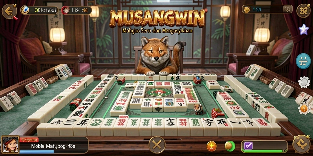 Screenshot gameplay <strong>MUSANGWIN</strong> yang menampilkan serunya permainan Mahjong.