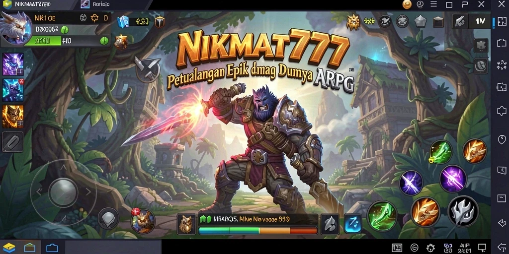 Tampilan gameplay menegangkan di NIKMAT777 dengan pertempuran yang seru.
