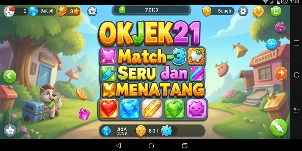 Screenshot gameplay OKJEK21 yang menarik dan penuh warna.