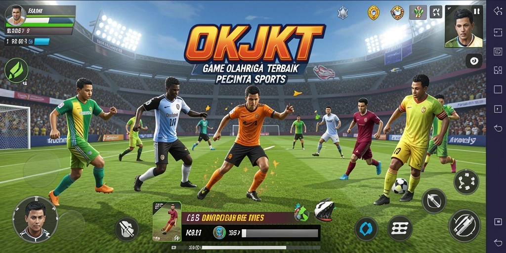 Tampilan dinamis gameplay OKJKT yang menampilkan aksi olahraga seru.