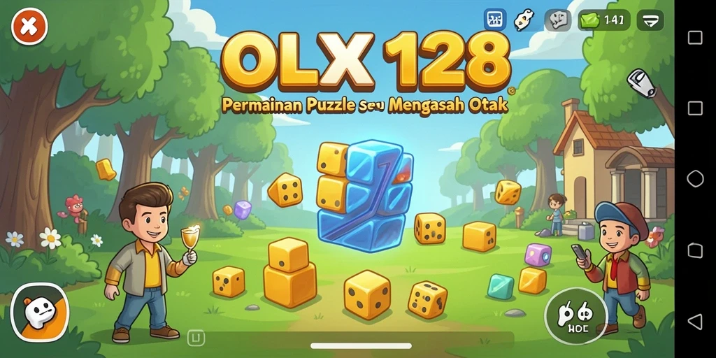 Screenshot utama OLX128 menunjukkan gameplay Puzzle yang menantang.
