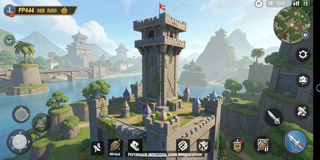 Screenshot utama PP444 menunjukkan aksi strategis gameplay Tower Defense.