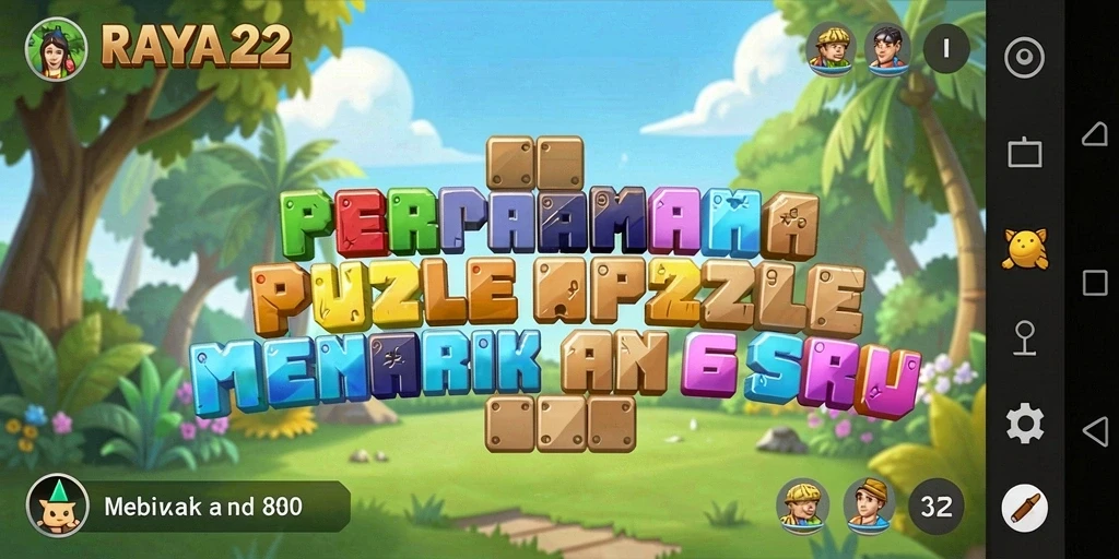 Screenshot gameplay RAYA22 menunjukkan antarmuka puzzle yang menarik.