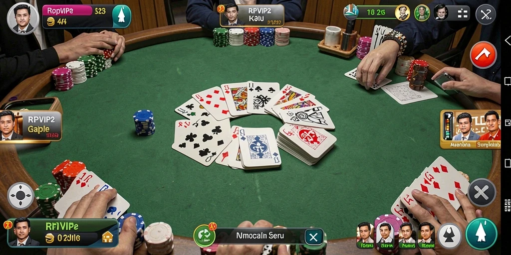 Tampilan gameplay RPVIP2 saat bermain Gaple yang seru.