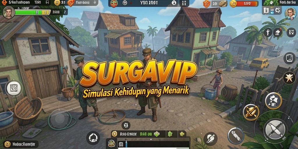 Tangkapan layar utama SURGAVIP menampilkan suasana gameplay simulasi yang seru.
