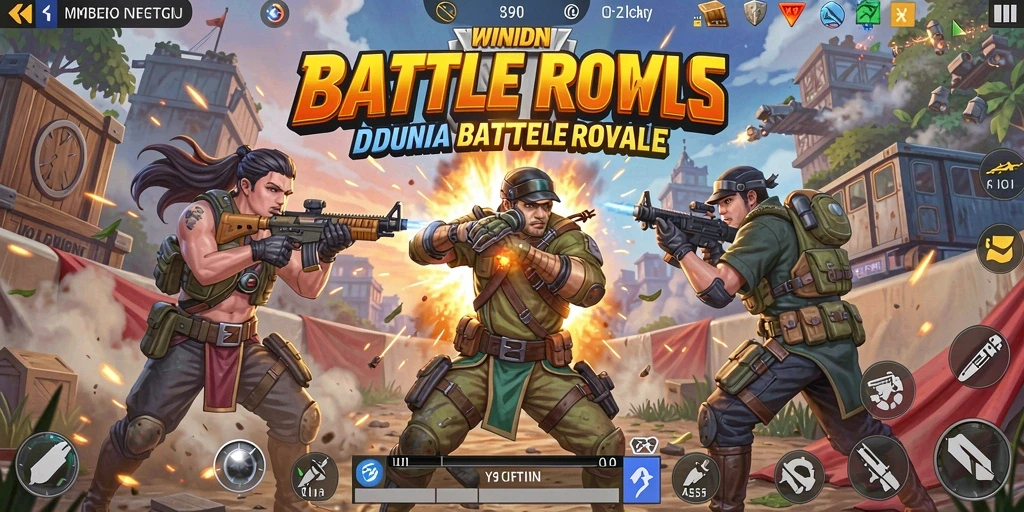 Screenshot gameplay WINIDN yang menunjukkan pertempuran intens di medan perang.