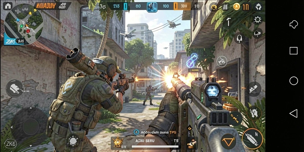 Screenshot gameplay ZK6 yang menampilkan aksi seru dalam TPS.
